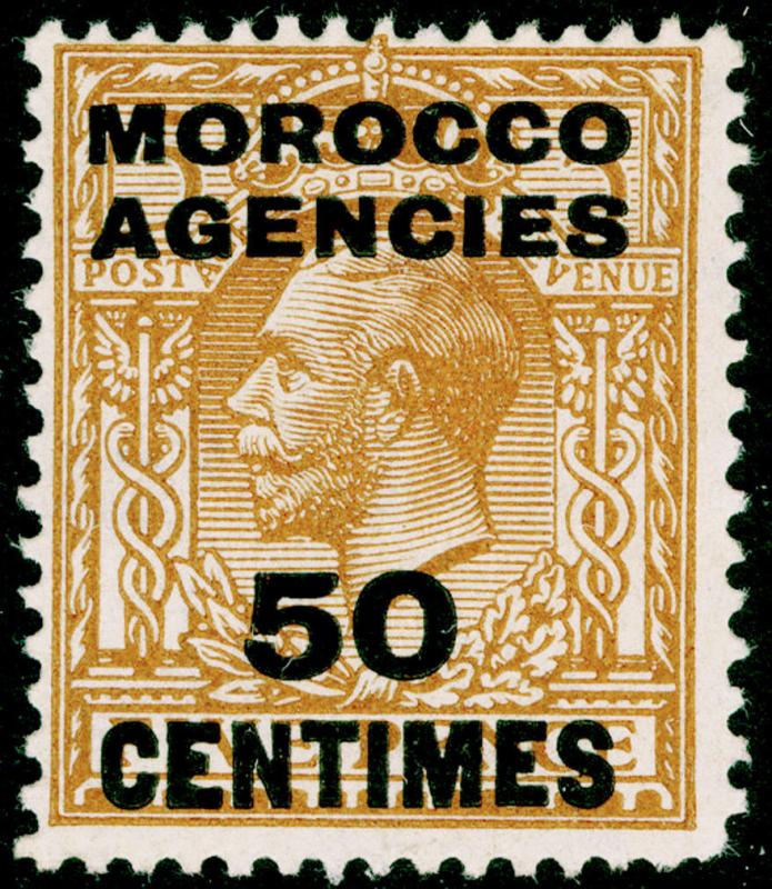 MOROCCO AGENCIES SG207, 50c on 5d yellow-brown, M MINT.