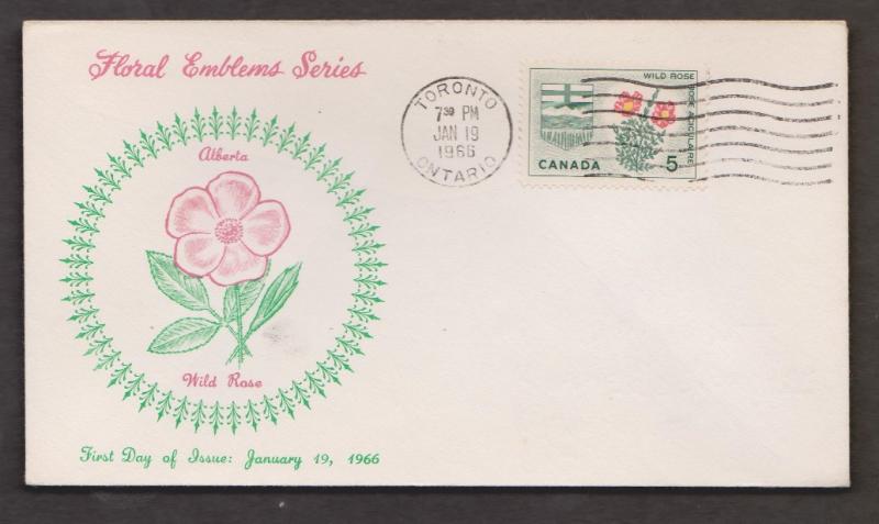CANADA Scott # 426 On FDC - 1966 Alberta From Provincial Flowers Issue