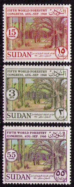 SUDAN Sc# 133 - 135 MH FVF Set of 3 Forest Trees