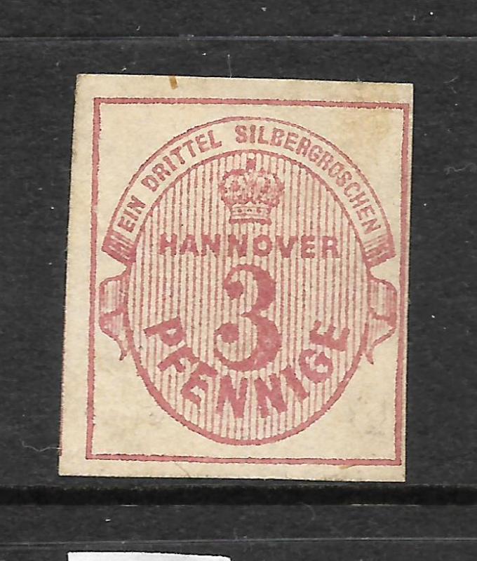 HANNOVER  1859-63  3pf  ROSE  IMPERF   MLH       Sc 16  SG 18