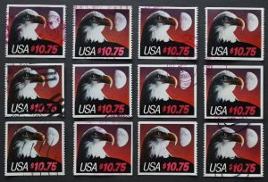 U.S. Used #2122 $10.75 Express Mail Eagle & Moon - Lot of 12.  Scott: $90.00