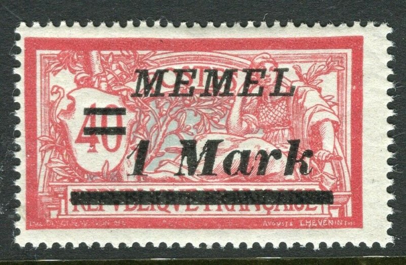 MEMEL; 1922 early surcharged issue Mint hinged 1M. value