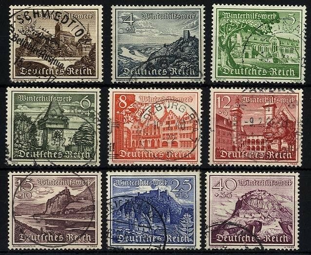 14031] Germany 1939, 3rd Reich Sc# B160-168 used set WHW