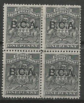 British Central Africa 1 unused no gum block CV $48+