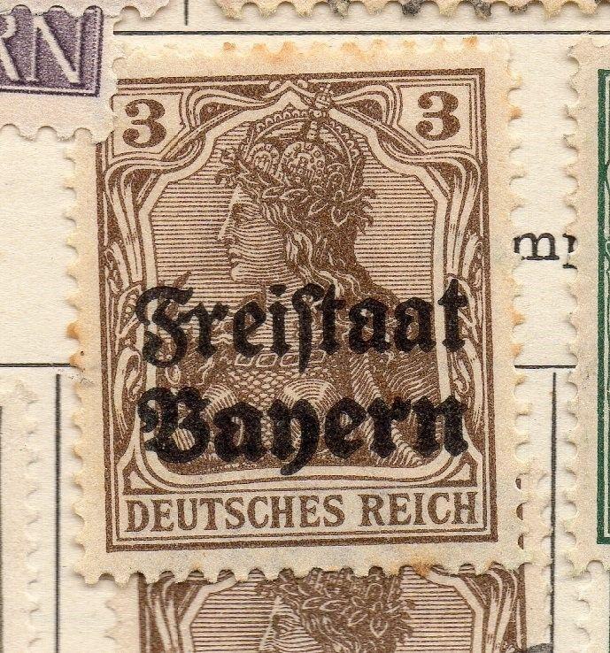 Bavaria 1919 Early Issue Fine Mint Hinged 3pf. Optd 233981