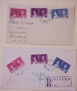 BASUTOLAND FDC 1937  MAY 12 KING GEORGE VI TWO DIFF. CANCELS