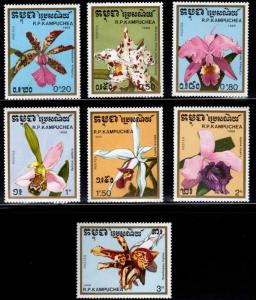 Cambodia Scott 898-904 MNH** Orchid flower stamp set