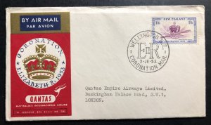 1953 Wellington New Zealand Qantas Cover Coronation Flight Queen Elizabeth II B