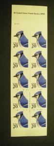 BK172, Scott 2483a, 20c Blue Jay, MNH Complete Booklet of 10