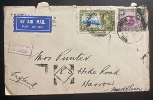 1935 Tanga Tanganyika British KUT Airmail Cover To Harrow England Via London