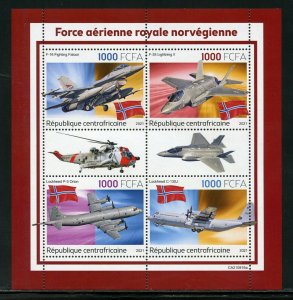 CENTRAL  AFRICA  2021 ROYAL NORWEGIAN AIR FORCE  SHEET MINT NH 
