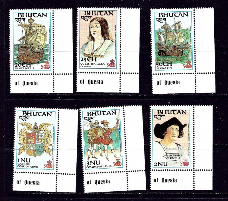 Bhutan 584-89 MNH 1987 Discovery of America Anniv