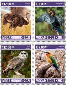 Mozambique - 2021 Mozambique Birds, Ostrich - Set of 4 Stamps - MOZ210306a