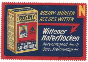 Rosiny, Wittener, Oatmeal, Barmen Germany, Early Poster Stamp