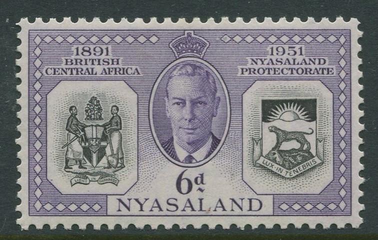 Nyasaland - Scott 93 - General Issue -1951 - MLH - Single 6d Stamp