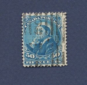 CANADA - Scott 47 - used - 50  cent Blue - Victoria - 1893