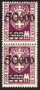 1923, Danzig, 50,000Mk, MNH pair, Sc J28, Mi P28I