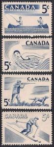 CANADA #365-368  MINT NEVER HINGED 4 SINGLES ONLY