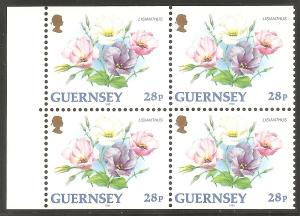 GUERNSEY GB Sc# 491b MNH FVF Booklet Pane of 4 Lisianthus Flower