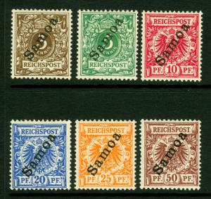 German Colonies - SAMOA 1900  SURCHARGED set  Sc# 51-56  mint MH