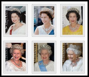 QUEEN ELIZABETH II PLATINUM JUBILEE = Set of 6 stamps Alderney GB 2022