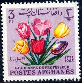 Flower, Tulip, Teachers' Day, Afghanistan stamp SC#671A mint