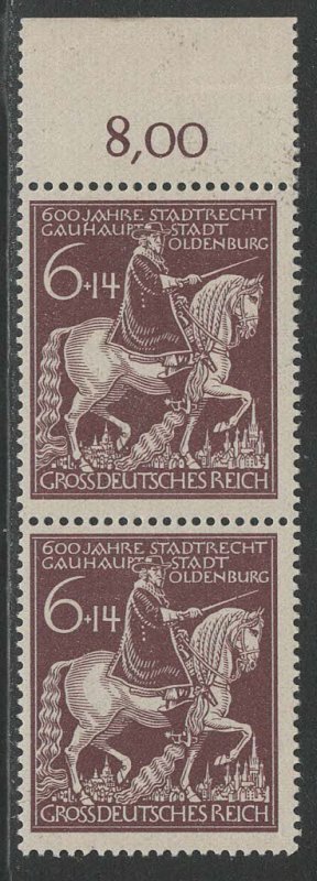 Germany Reich Scott # B290, mint nh, pair, plate error, exp h/s