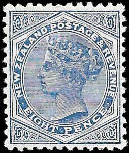 1885 NEW ZEALAND SC# 66 UNUSED VLH og - CV $110 - NICE STAMP