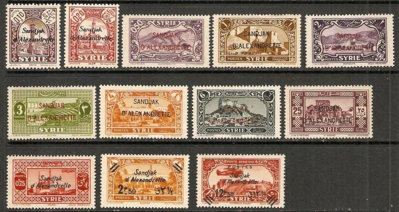 Alexandretta 1938 Scott 1-12 Syrian Stamps O'p/surcharge MH