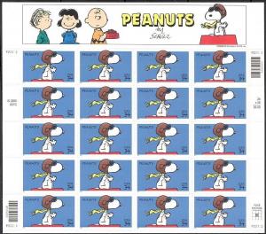 Peanuts - Snoopy Full Sheet of Twenty 34 Cent Stamps Scott 3507 - Stuart Katz