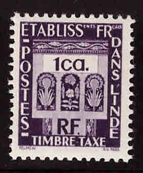 FRENCH INDIA  Scott J19 MH* Postage Due with similar centering