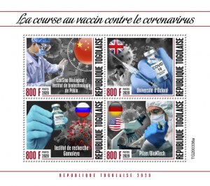 TOGO against Corona 2020 MNH Medical Stamps Sheet Search for Vaccine Pandemic