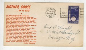 WW2 Patriotic 1943 MOTHER GOOSE UNKNOWN POEM BY BOONE CLEVELAND OHIO WAR BONDS