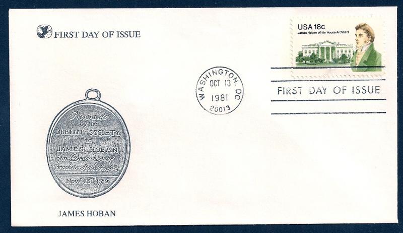 UNITED STATES FDC 18¢ James Hoban 1981 Readers Digest