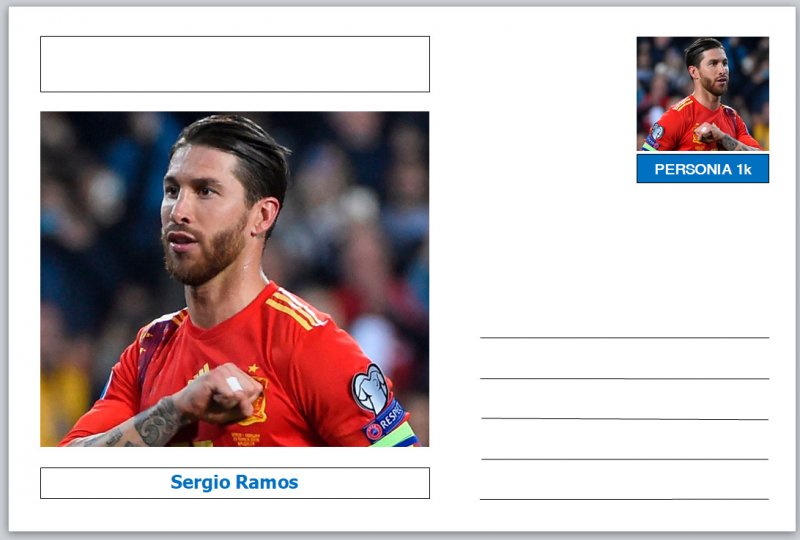 Personalities - souvenir postcard (glossy 6x4 card) - Sergio Ramos 