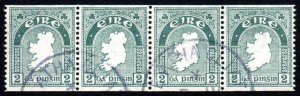 1934 2d horiz. imperf. strip of 4 , Dublin cds's, quite well centred for these