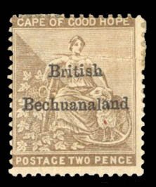 Bechuanaland #7 Cat$55, 1885 2p bister, hinged, slight gum toning