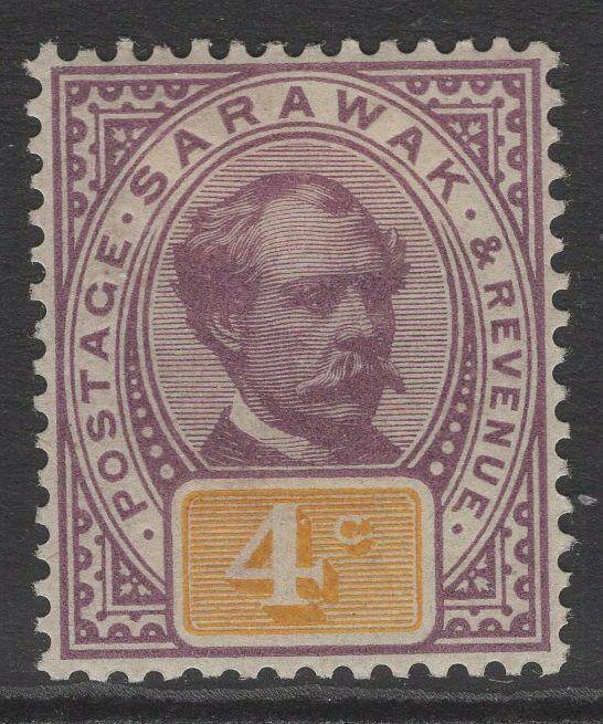 SARAWAK SG11 1888 4c PURPLE & YELLOW MTD MINT