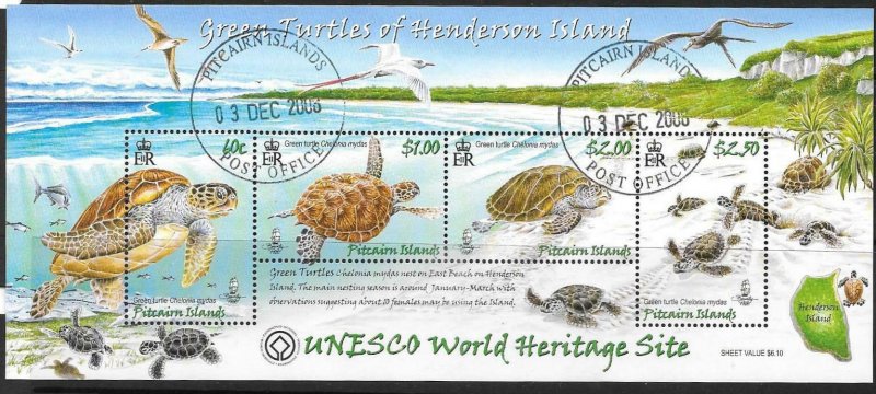 PITCAIRN ISLANDS SGMS775 2008 GREEN TURTLES FINE USED