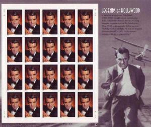 2002 37c Cary Grant, Legends of Hollywood, Sheet of 20 Scott 3692 Mint F/VF NH