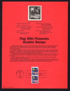 USPS Souvenir Page Scott 2276 X 2,  Flag with Fireworks, A pair from Coil