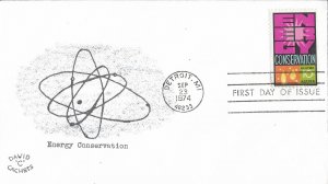 1974 FDC, #1547, 10c Energy Conservation, David 'C' Cachets