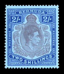 Bermuda #123 (SG 116e) Cat£14, 1938-53 George VI, 2sh ultramarine and red vi...