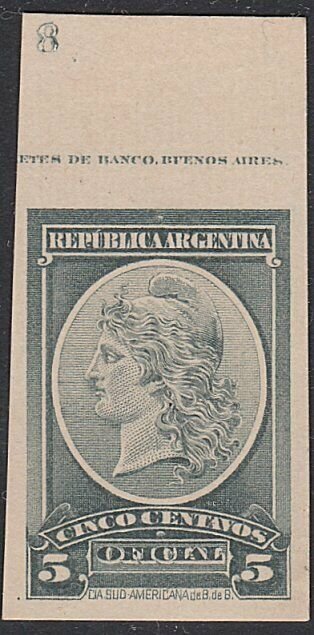 ARGENTINA - Plate proof on thick card.......................................D692