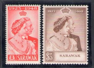 1948 SARAWAK - Stanley Gibbons n. 165/66 - Royal Silver Wedding - 2 Value Series