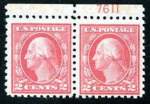 SC#425 2¢ George Washington Pair with Pl #