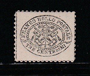 Roman States 20 MH Papal Coat of Arms