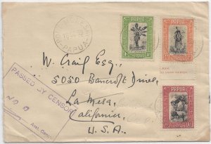 Port Moresby, Papua to Santa Barbara, Ca 1940 Registered Papua Censor (C5568)