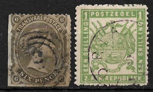 COLLECTION LOT #306 TRANSVAAL 2 STAMPS 1878+