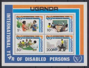 XG-AC630 UGANDA IND - Intl. Year Of The Disabled, 1981 Dogs MNH Sheet